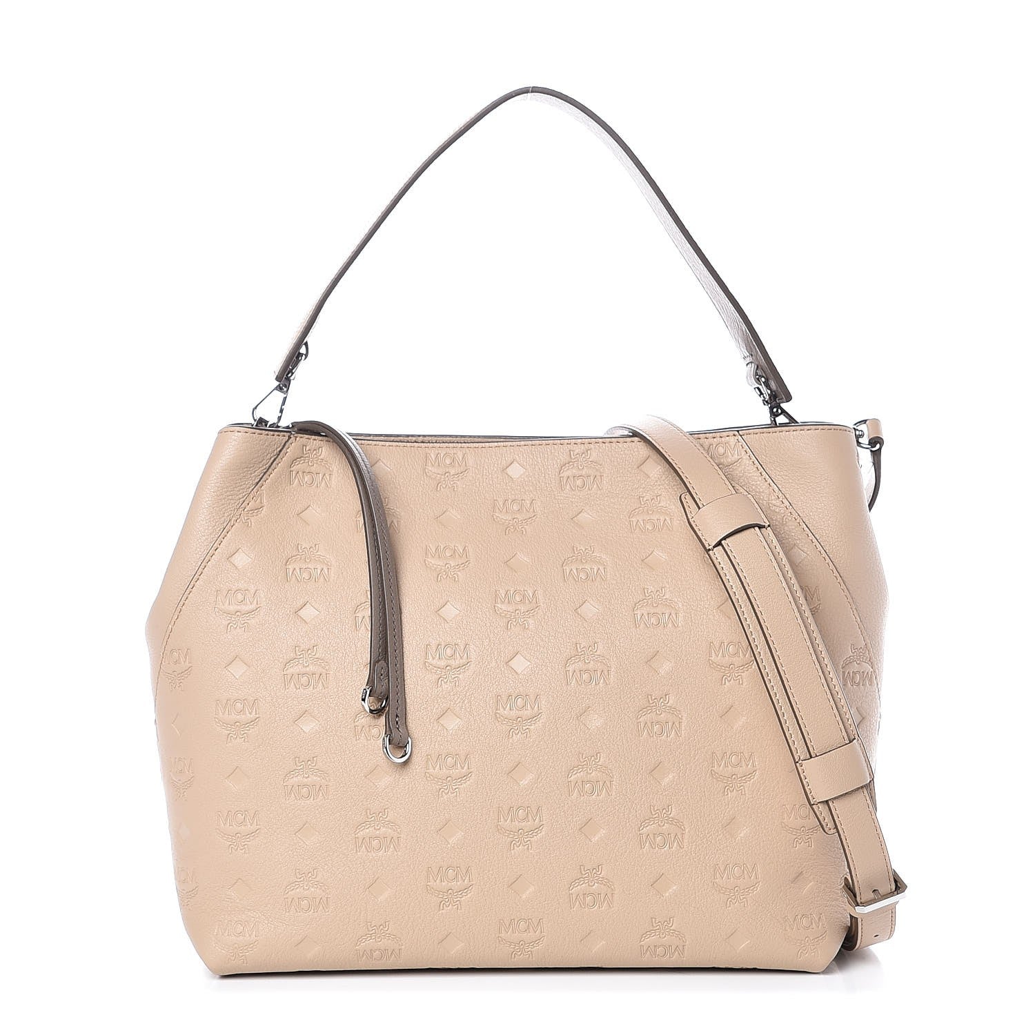 MCM Calfskin Ottomar Monogram Medium Klara Hobo New Beige 1 of 7