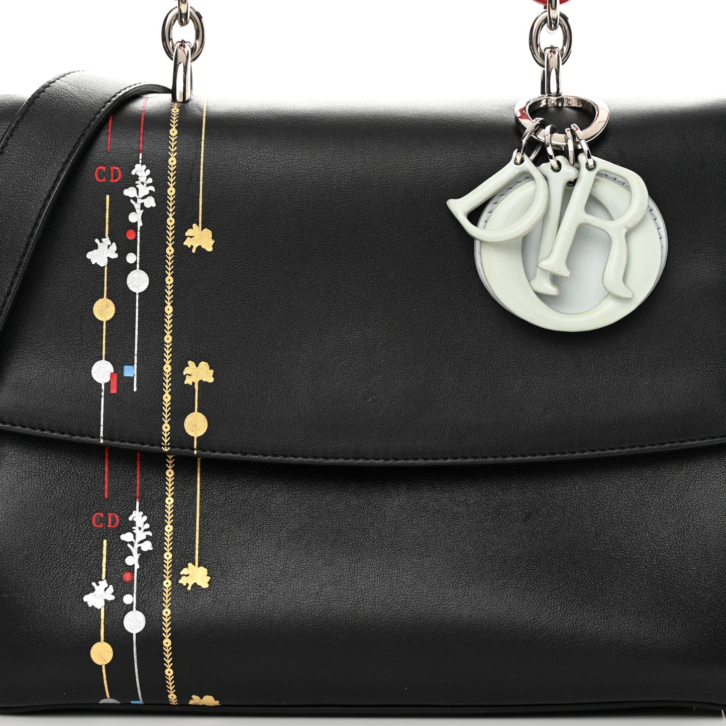 Smooth Calfskin Small Tri-Color Be Dior Flap Black Red White