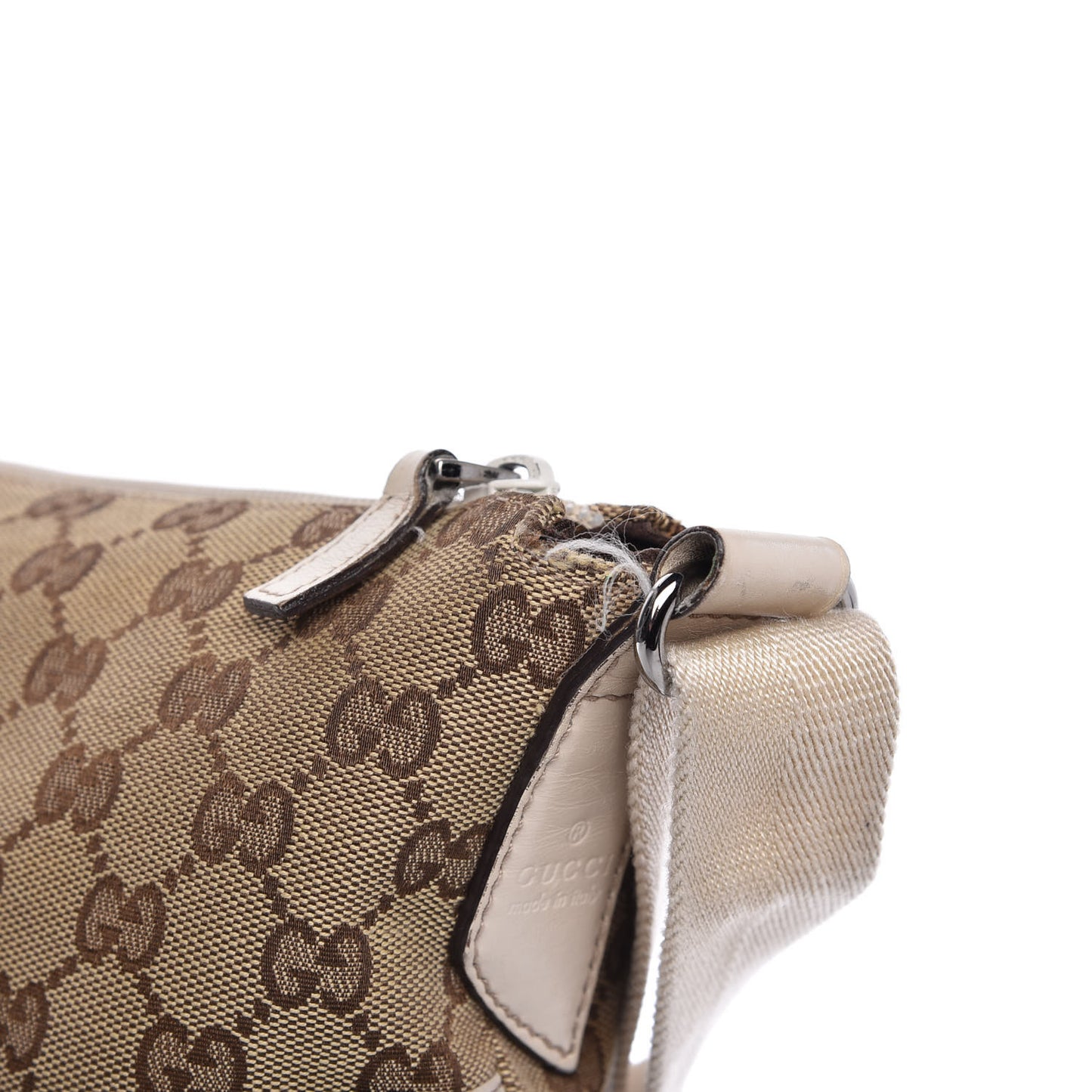 Monogram Calfskin Perforated Medium Flat Messenger Bag Off White