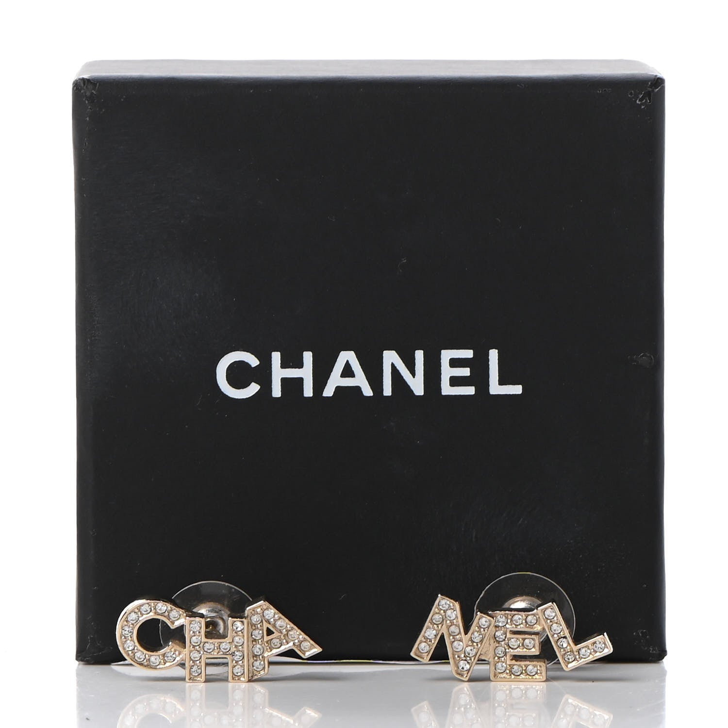 Chanel Crystal Pearl Signature Stud Earrings Gold 5 of 5