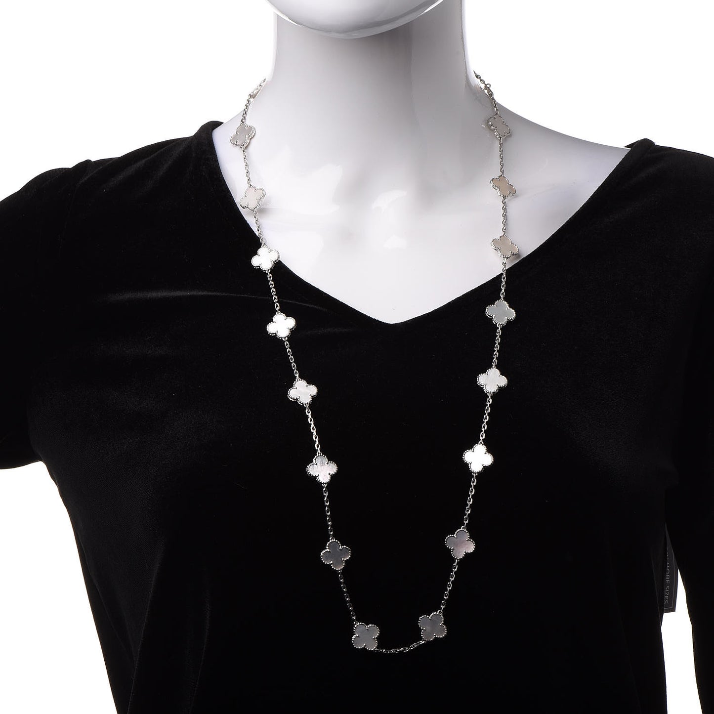 18K White Gold Mother of Pearl 20 Motifs Vintage Alhambra Necklace