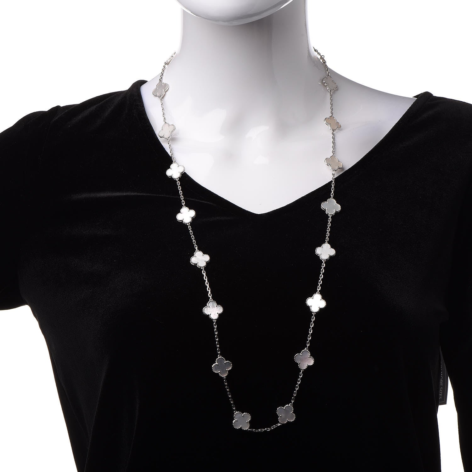 Van Cleef & Arpels 18K White Gold Mother of Pearl 20 Motifs Vintage Alhambra Necklace 2 of 8