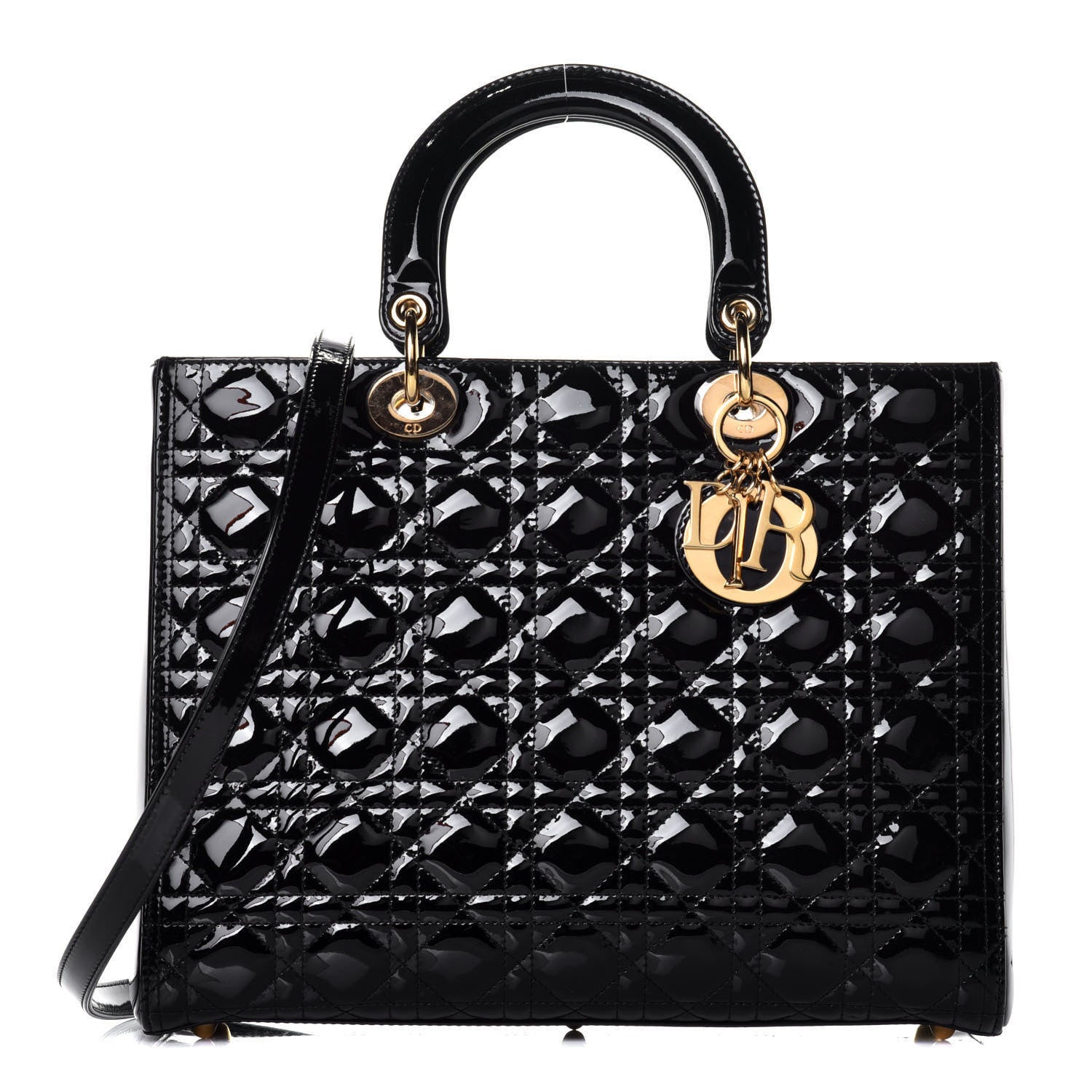 Christian Dior Patent Cannage Large Lady Dior Black 1 of 12