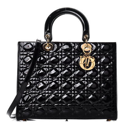 Christian Dior Patent Cannage Large Lady Dior Black 1 of 12