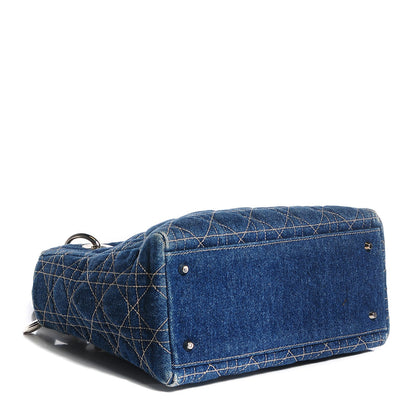 Christian Dior Denim Cannage Medium Lady Dior Blue 4 of 8