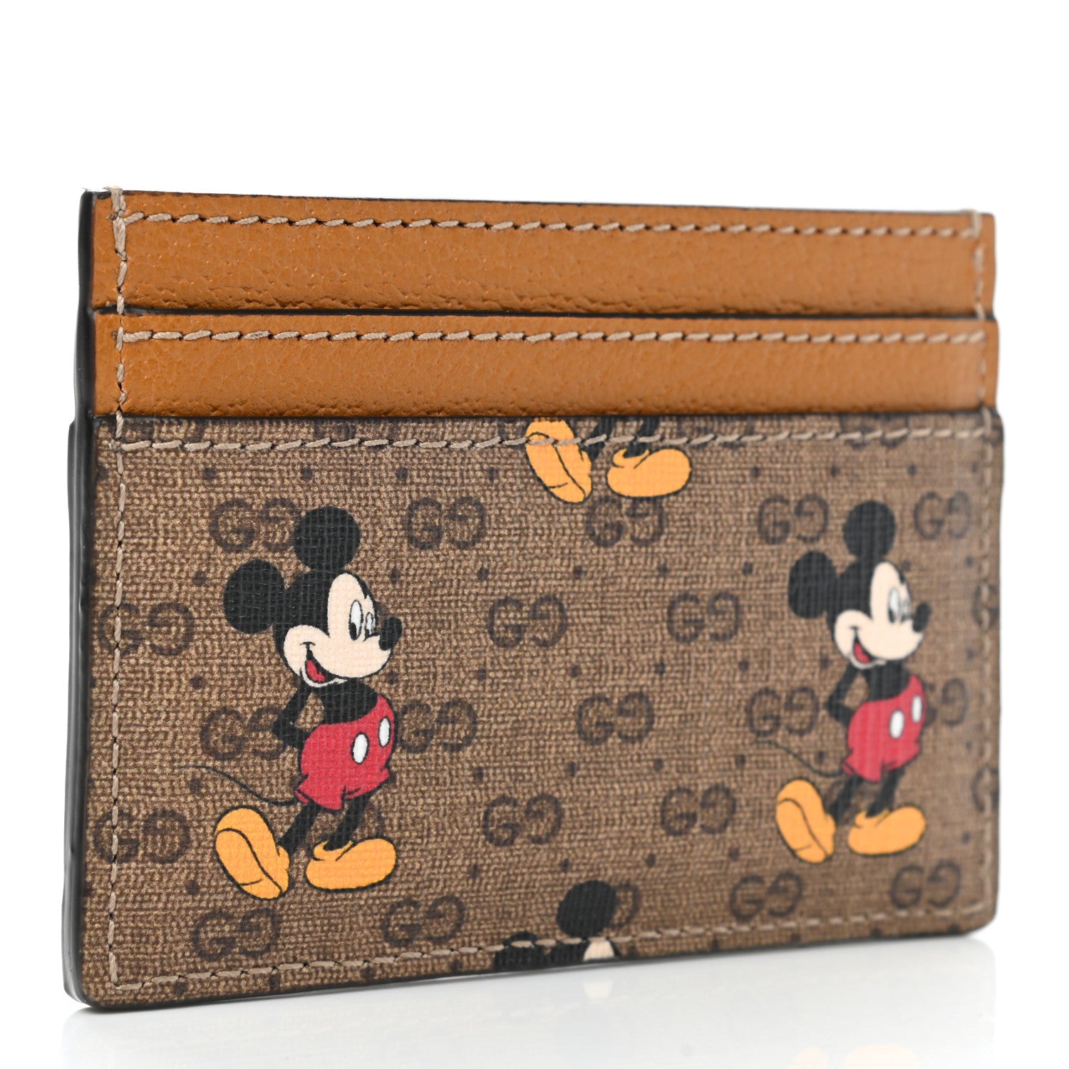 Gucci X DISNEY Mini Vintage GG Supreme Monogram Mickey Mouse Card Holder Beige Vintage Sun Oil 3 of 8