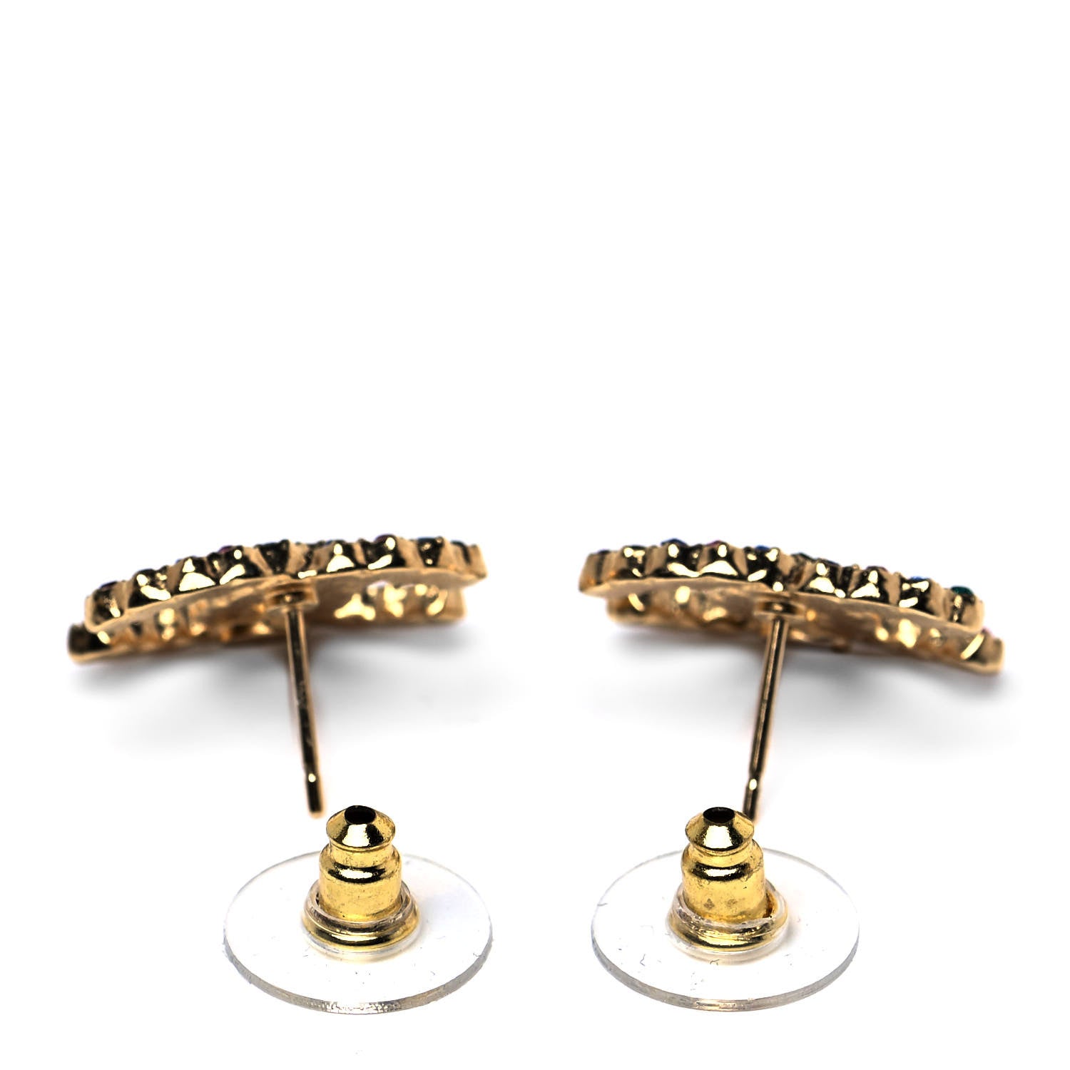 Chanel Crystal Over The Rainbow CC Earrings Gold Multicolor 3 of 4