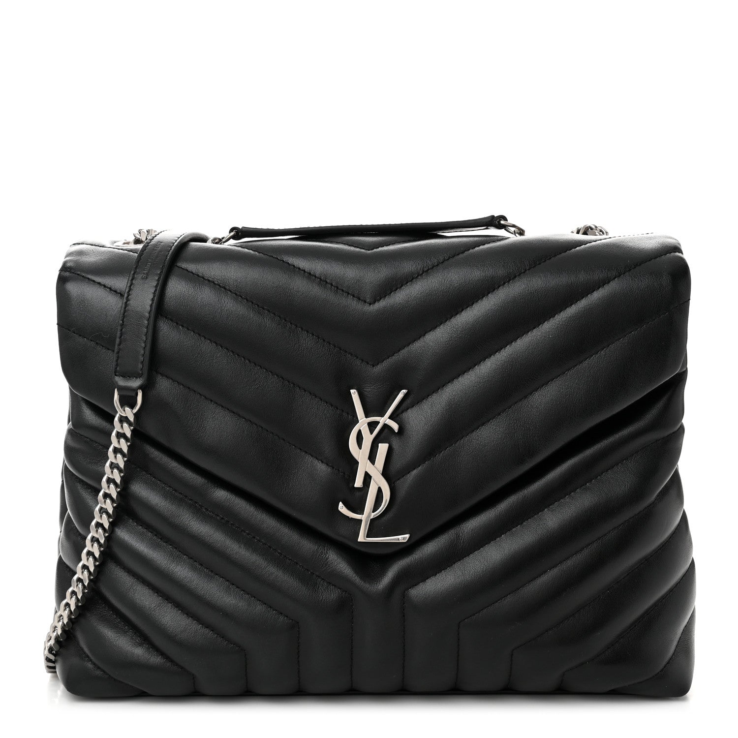 Saint Laurent Calfskin Y Quilted Monogram Medium Loulou Chain Satchel Black 1 of 11