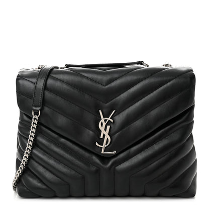 Saint Laurent Calfskin Y Quilted Monogram Medium Loulou Chain Satchel Black 1 of 11