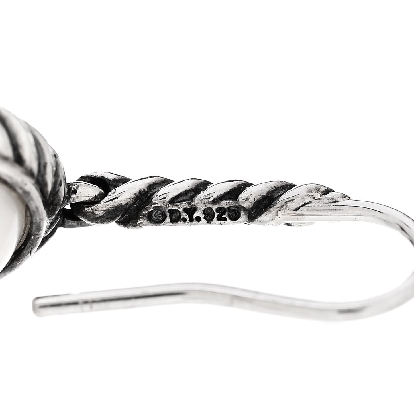 Sterling Silver Pearl 9mm Cable Drop Earrings