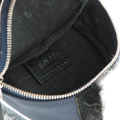 Fendi Nylon Cuoio Romano Nutria Fox Fur Monster Eyes Mini Backpack Charm Blue Black Multicolor 7 of 9