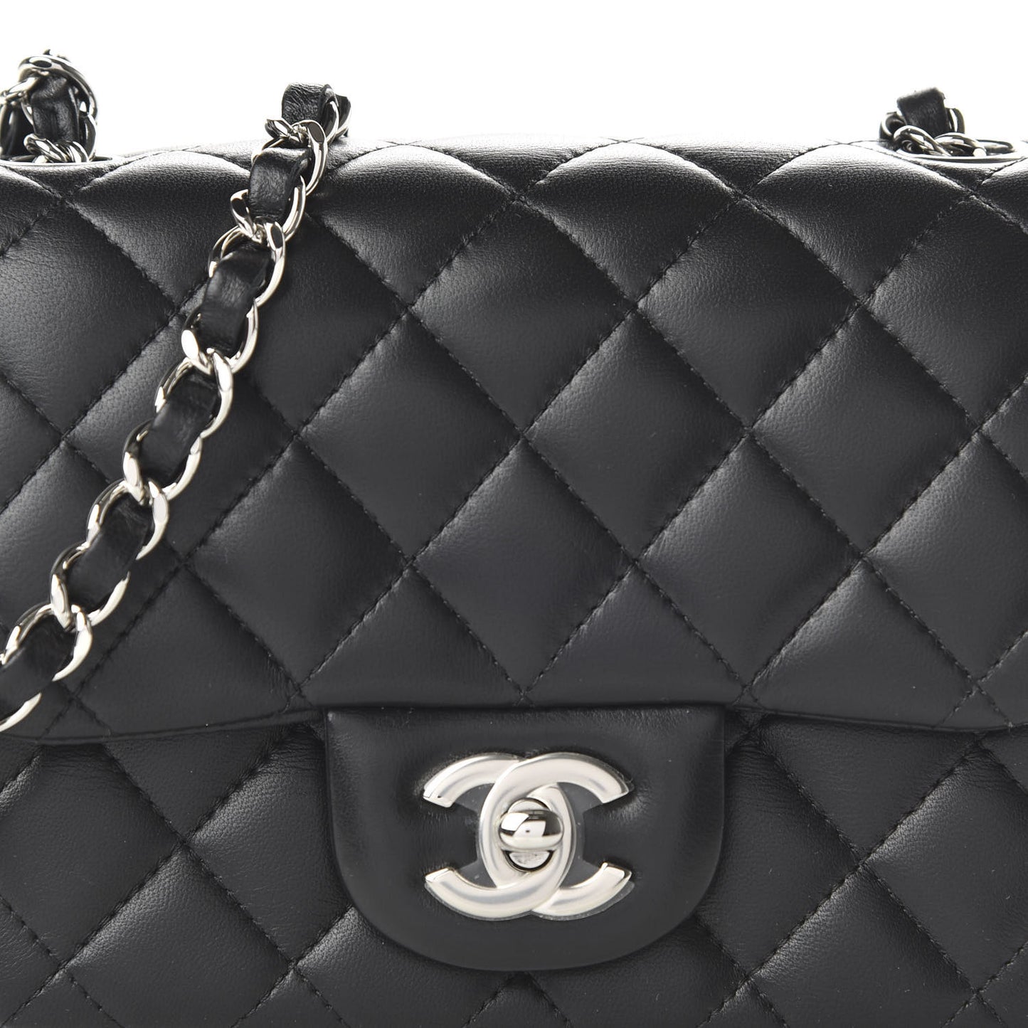 Lambskin Quilted Mini Square Flap Black