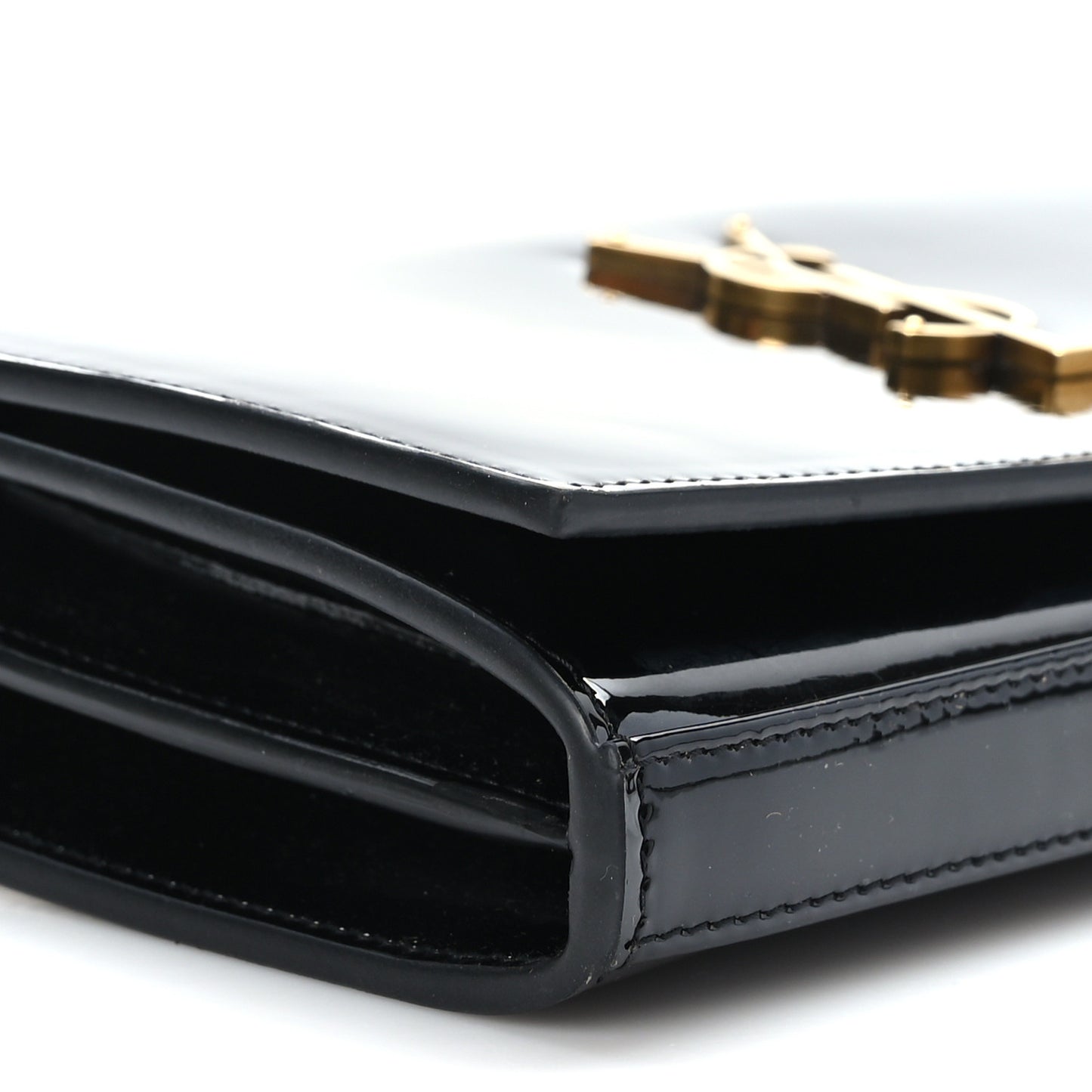 Patent Calfskin Monogram Kate Wallet On Chain Black