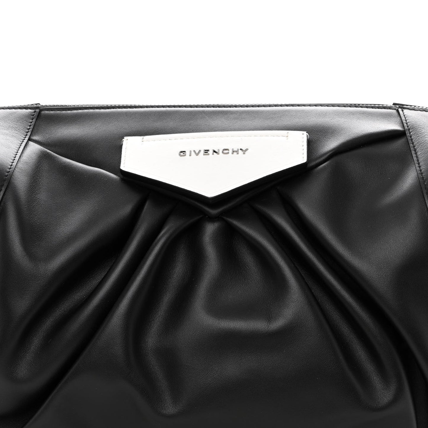 Calfskin Antigona Large Soft Clutch Black White