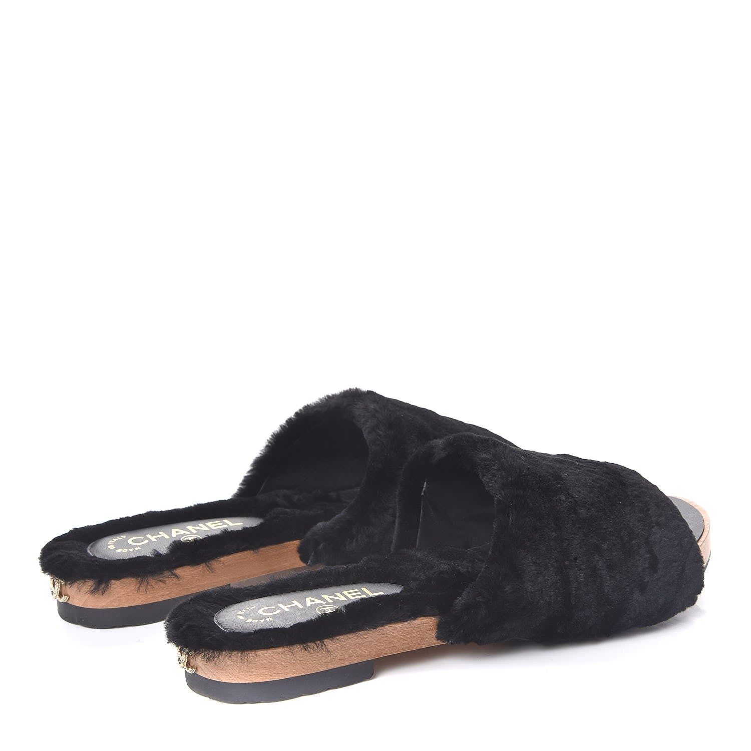 Chanel Rabbit Lambskin Fur Mules 40 Black 4 of 9