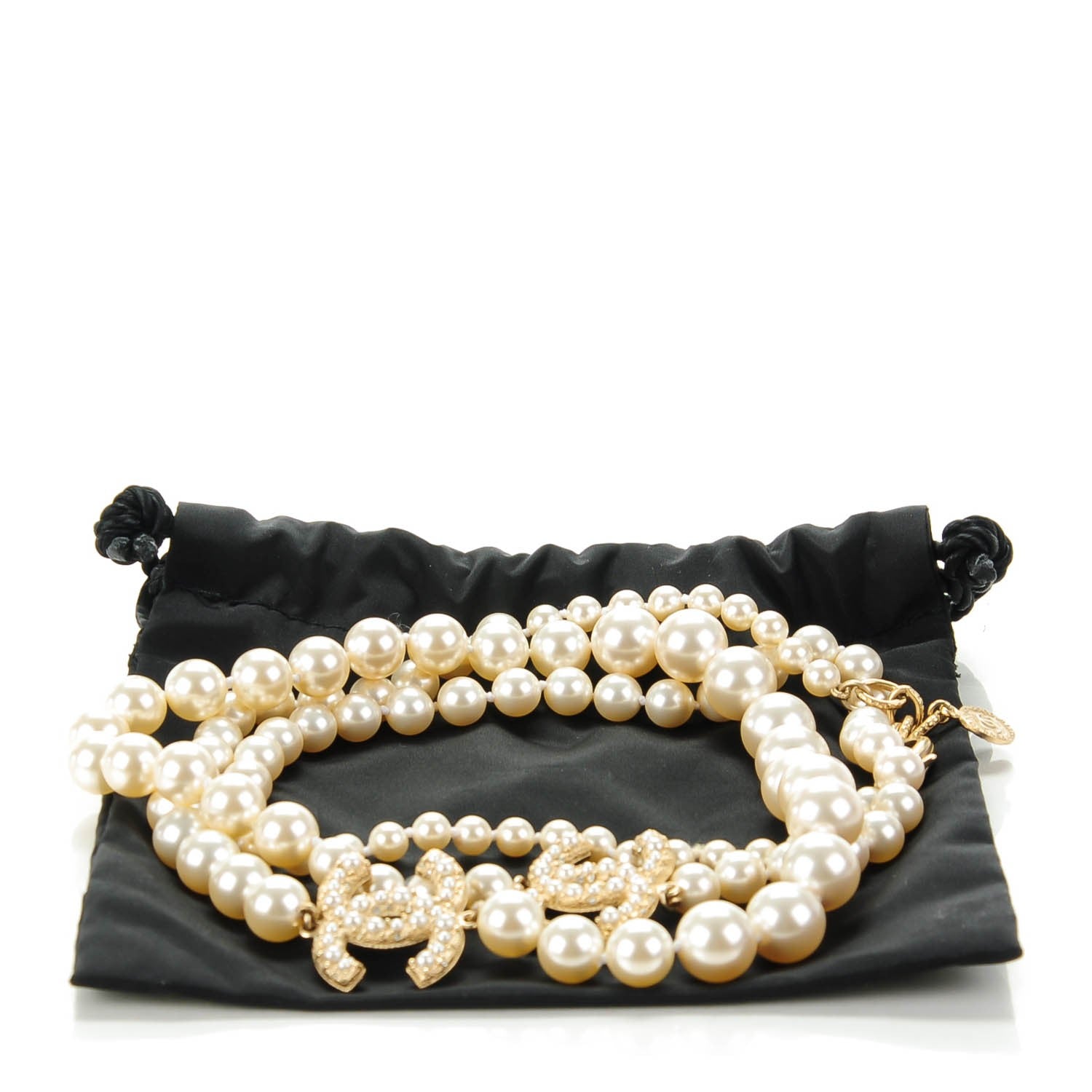 Chanel Graduated Pearl CC Long Necklace Gold 3 of 5
