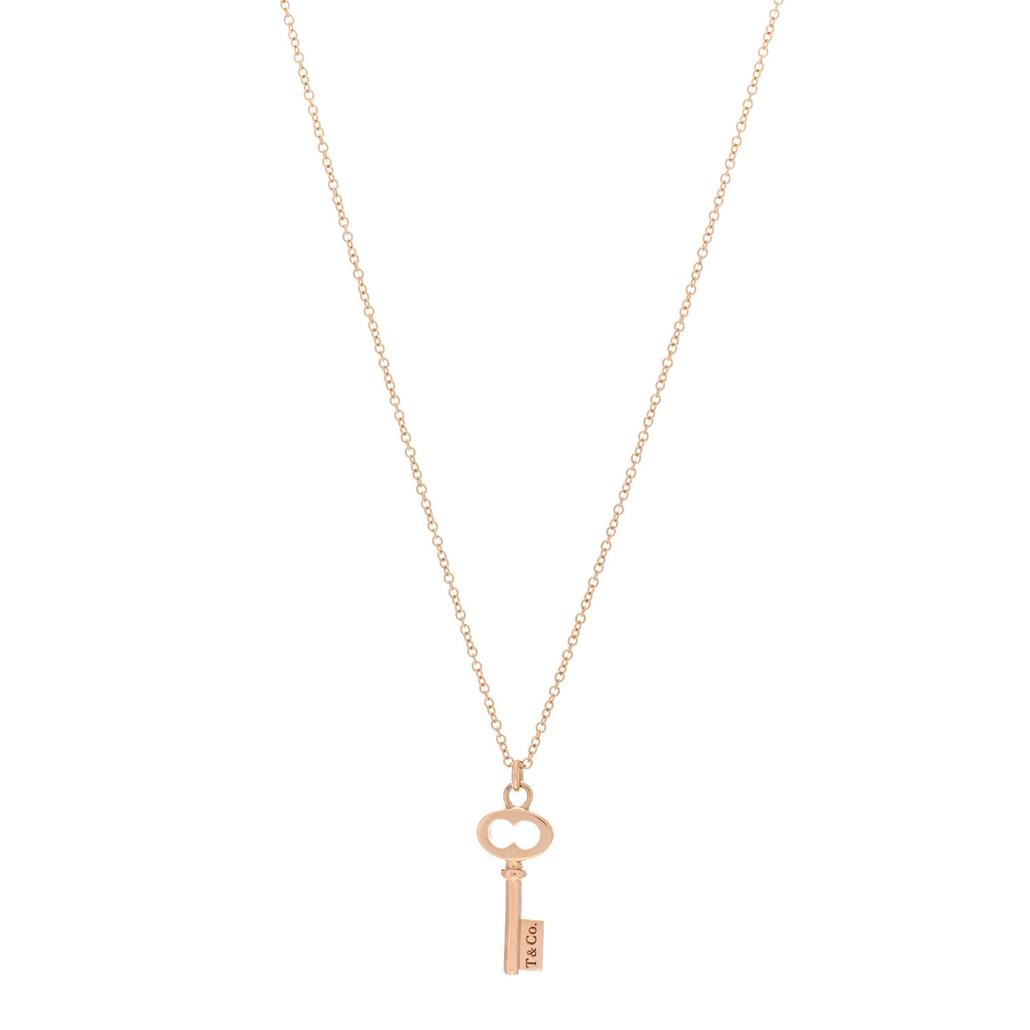 18K Rose Gold Mini Oval Key Pendant Necklace