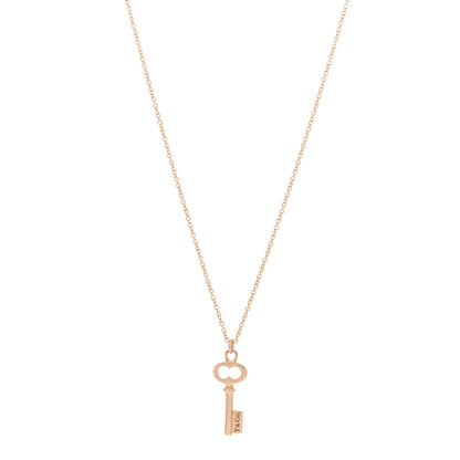 Tiffany 18K Rose Gold Mini Oval Key Pendant Necklace 1 of 4