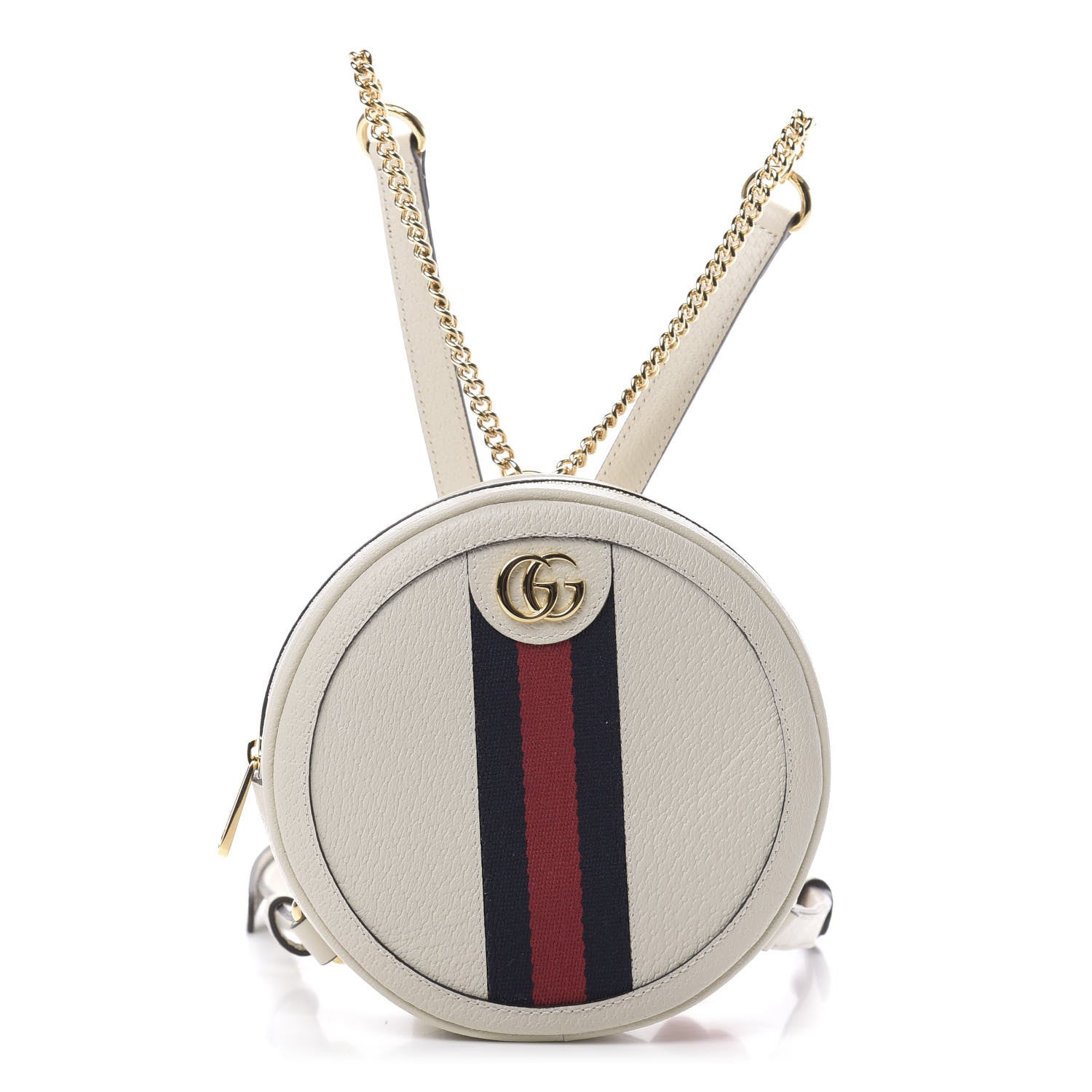 Gucci Textured Calfskin Web Mini Ophidia Round Backpack Mystic White 1 of 10