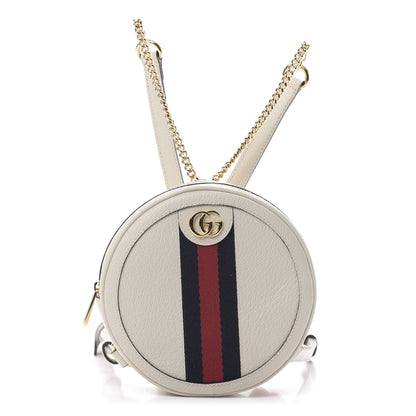 Gucci Textured Calfskin Web Mini Ophidia Round Backpack Mystic White 1 of 10