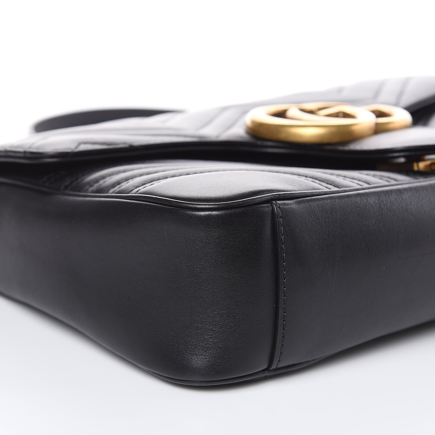 Gucci Calfskin Matelasse Medium GG Marmont Shoulder Bag Black 8 of 14
