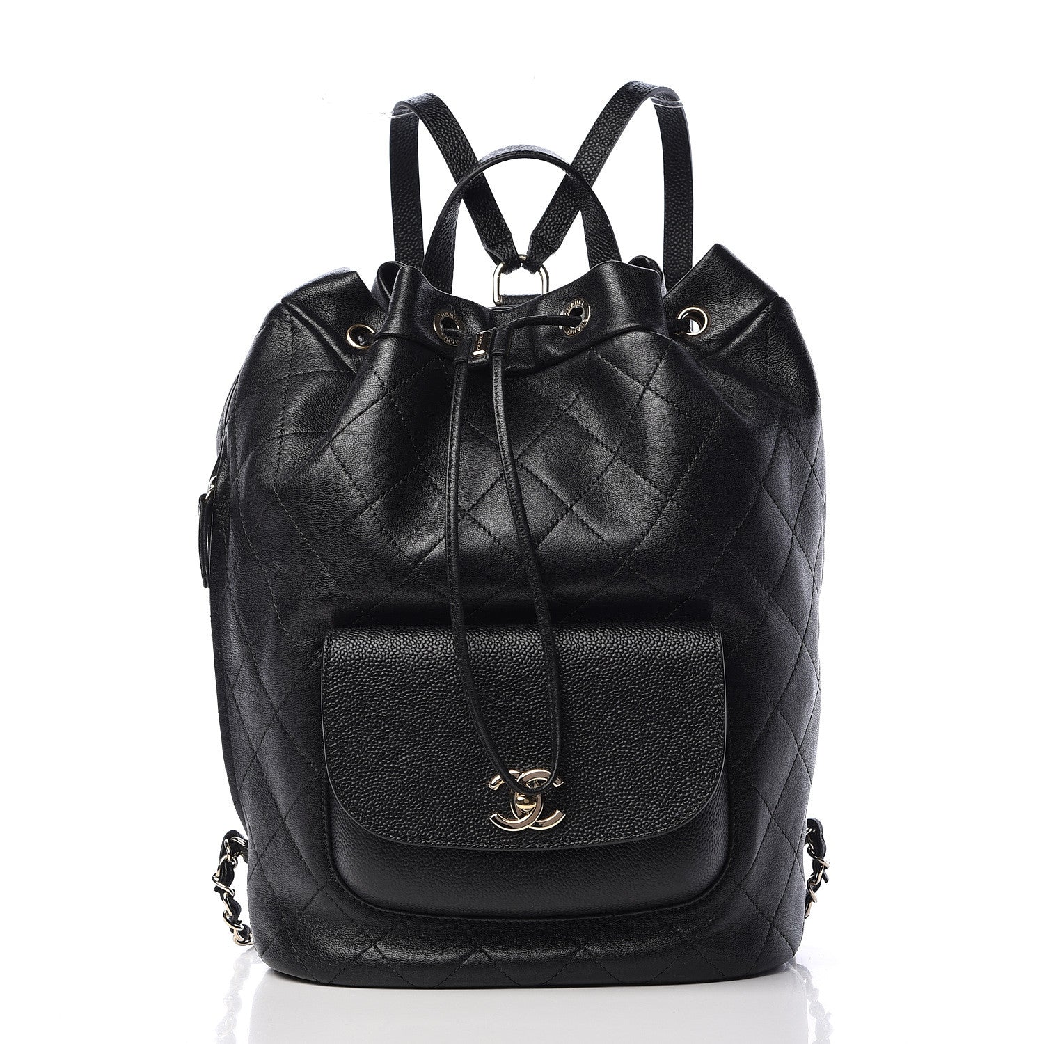 Chanel Sheepskin Caviar Quilted Daily Round Backpack Black 1 of 13
