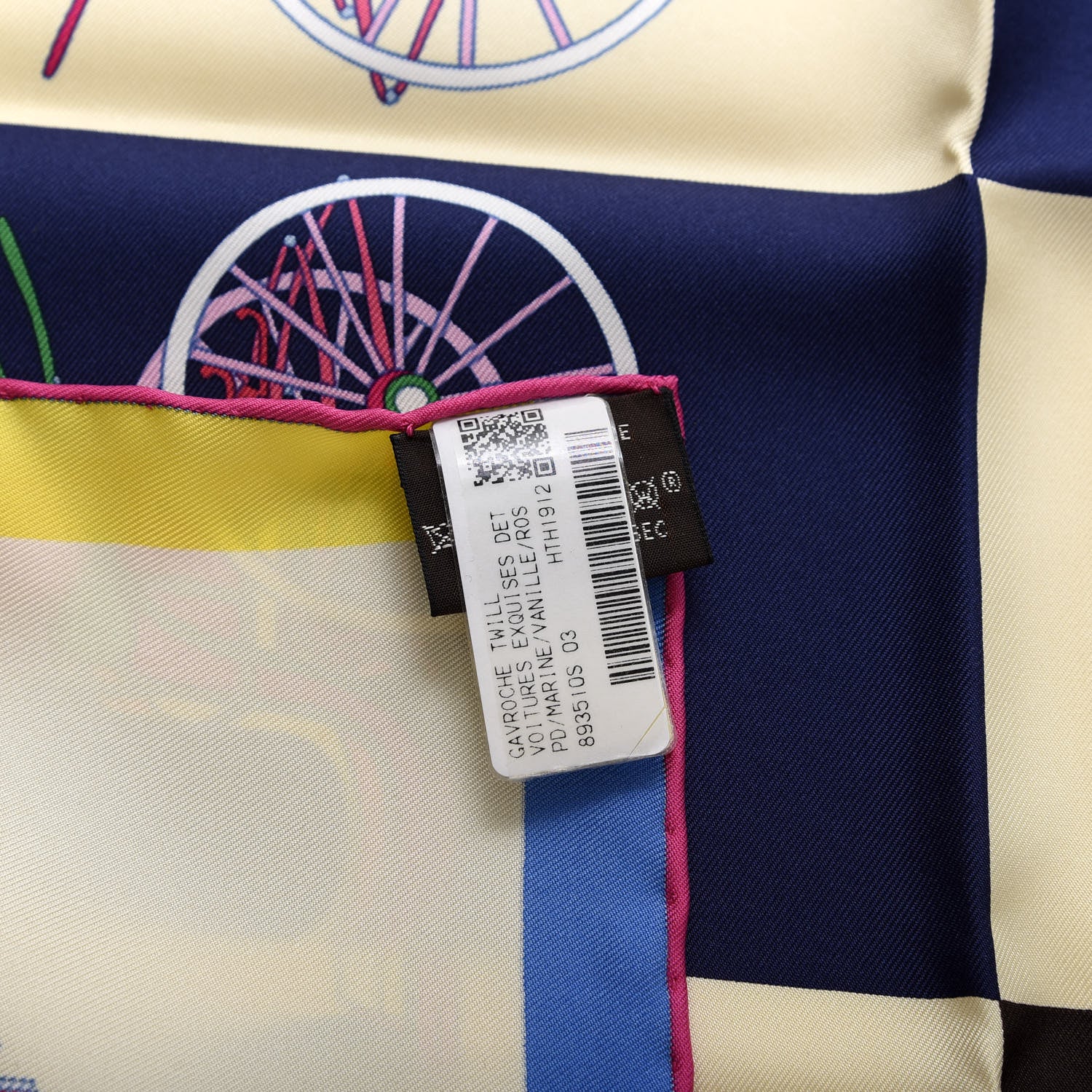 Hermes Silk Voitures Exquises Scarf 90 Marine Vanile Rose Azalee 3 of 4