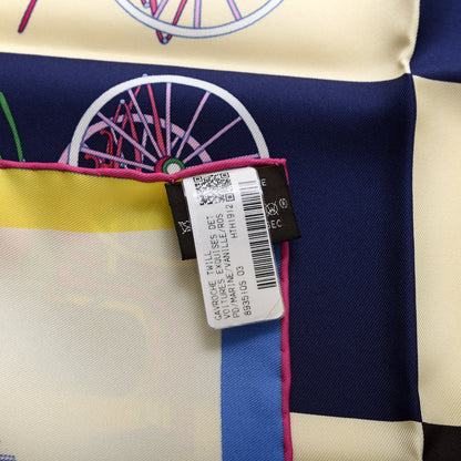 Hermes Silk Voitures Exquises Scarf 90 Marine Vanile Rose Azalee 3 of 4
