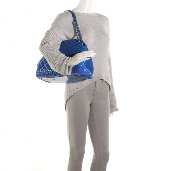 Chanel Patent Quilted Large Just Mademoiselle Bowling Bag Dark Blue 2 of 8