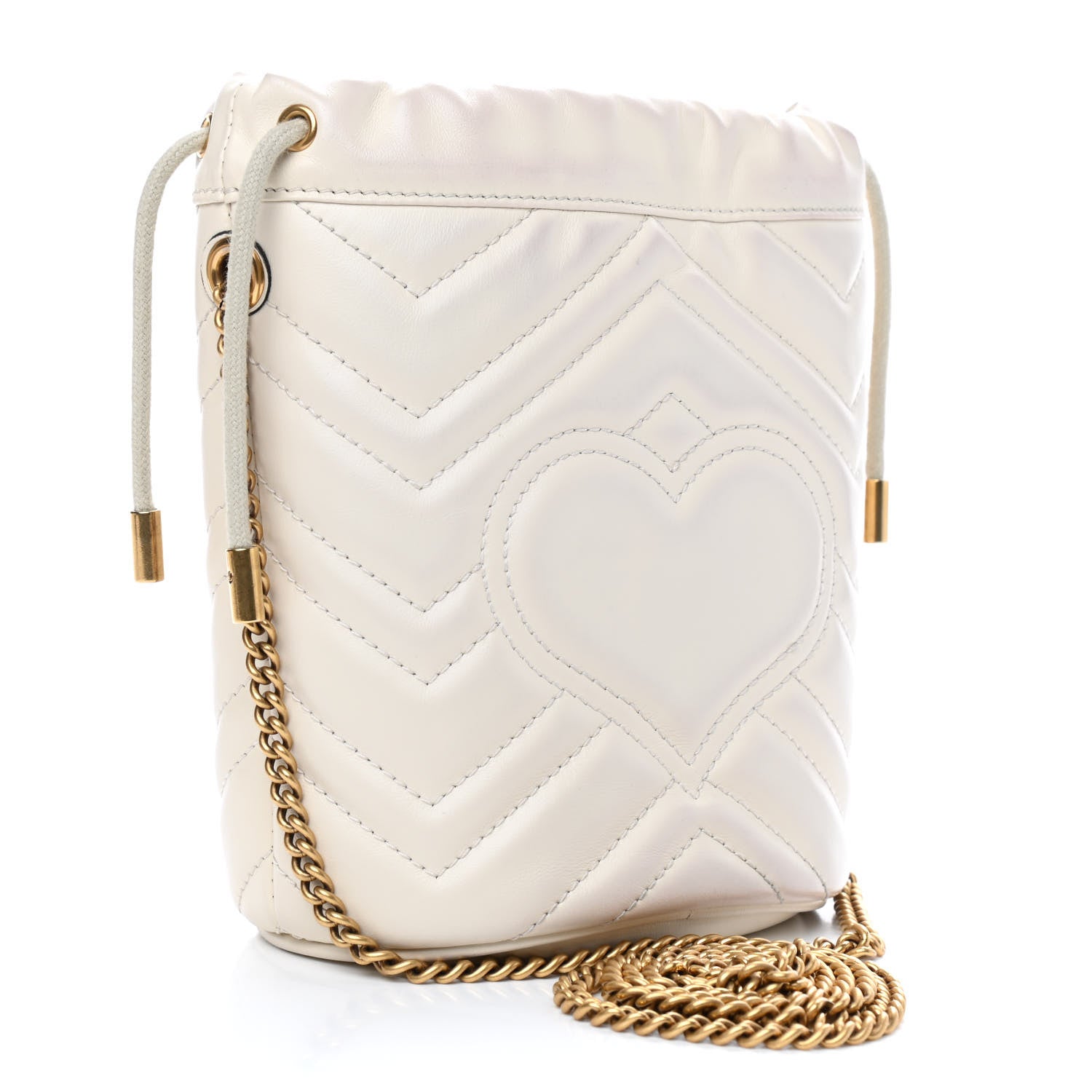Gucci Calfskin Matelasse Mini GG Marmont 2.0 Bucket Bag White 3 of 9