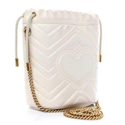 Gucci Calfskin Matelasse Mini GG Marmont 2.0 Bucket Bag White 3 of 9