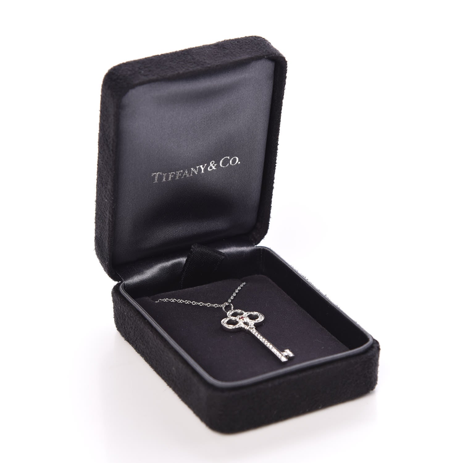 Tiffany Platinum 18K Rose White Gold Fancy Pink Diamond Crown Key Pendant Necklace 8 of 9