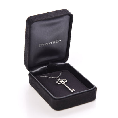 Tiffany Platinum 18K Rose White Gold Fancy Pink Diamond Crown Key Pendant Necklace 8 of 9