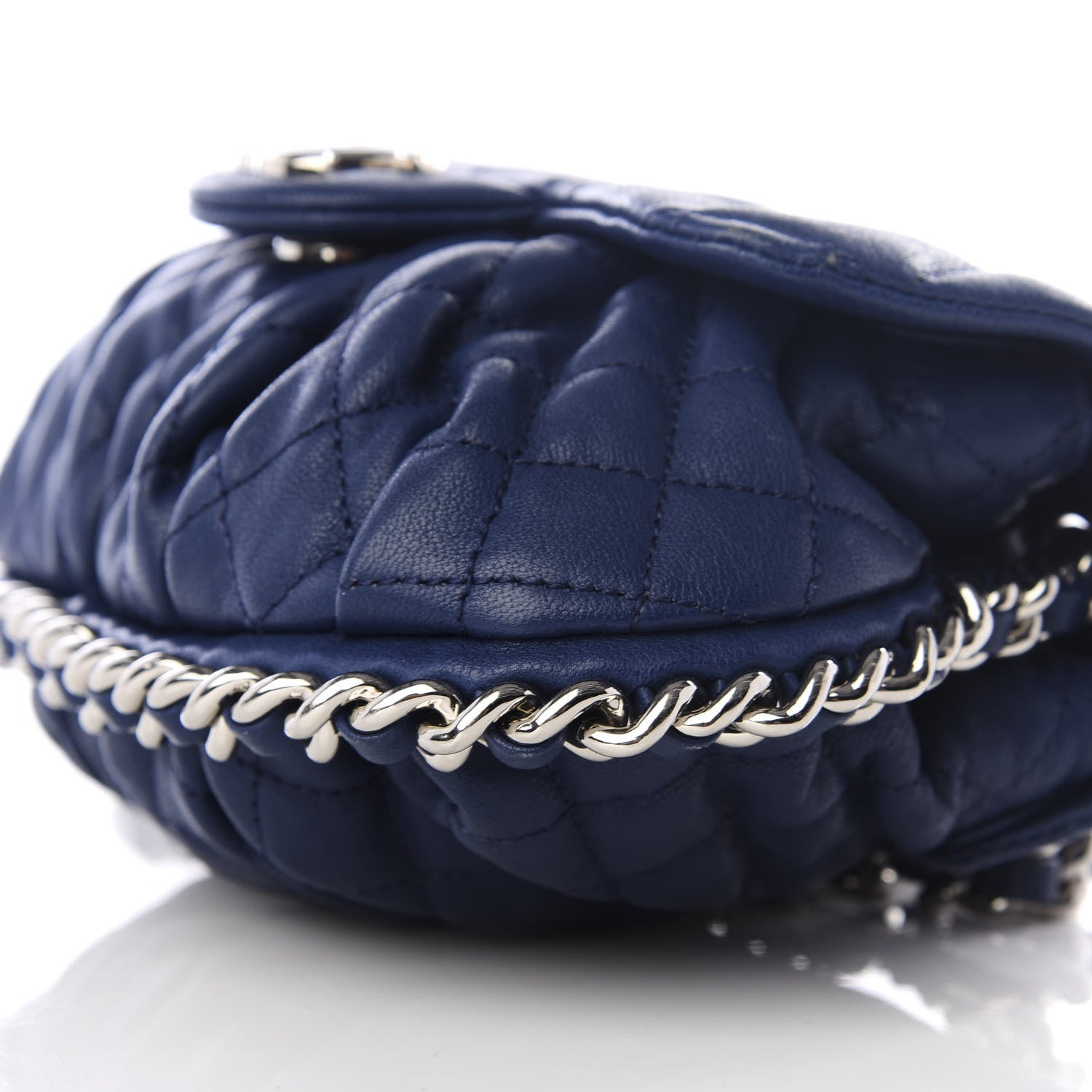 Chanel Washed Lambskin Quilted Mini Chain Around Messenger Blue 6 of 8