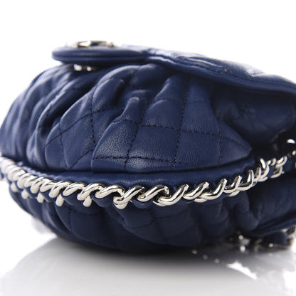 Chanel Washed Lambskin Quilted Mini Chain Around Messenger Blue 6 of 8