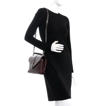 Saint Laurent Sheepskin Matelasse Chevron Monogram Medium College Bag Amaranto 2 of 8