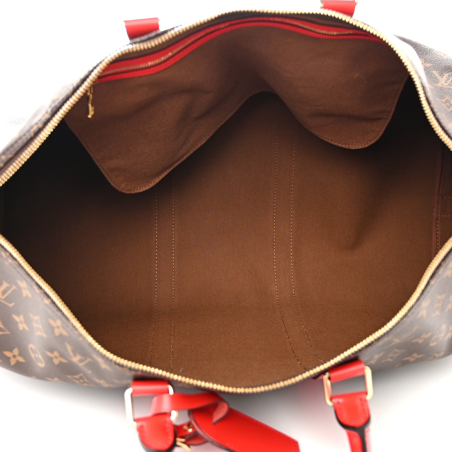 Calfskin Monogram Keepall Bandouliere 50 Coquelicot