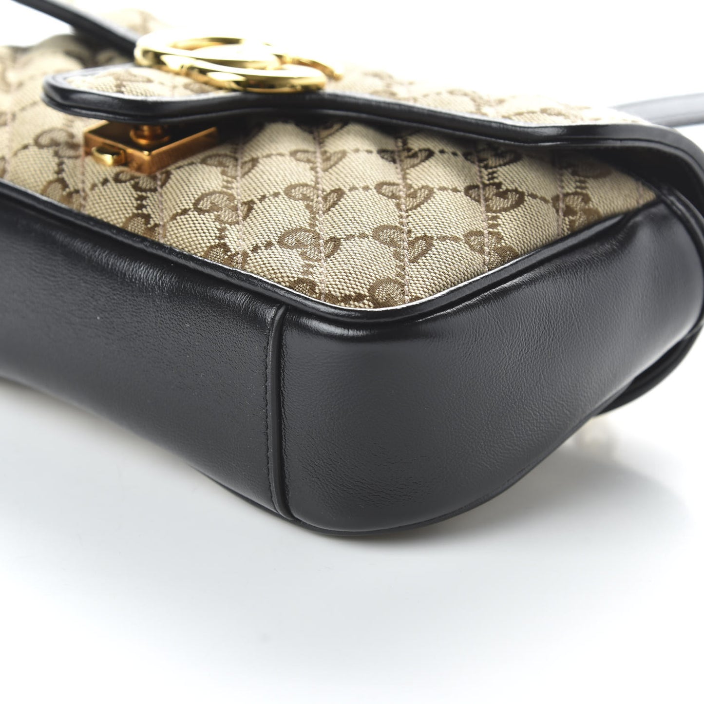 Monogram Matelasse Diagonal Mini GG Marmont Shoulder Bag Beige Black