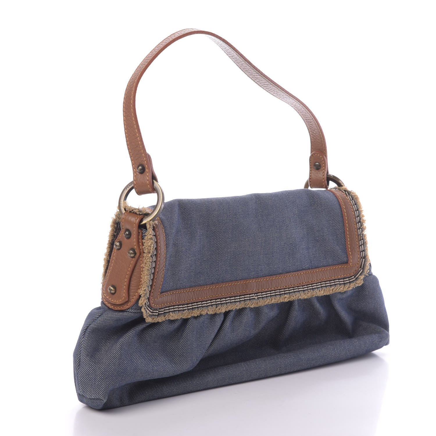 Fendi Denim Small Chef Shoulder Bag Blue 3 of 11