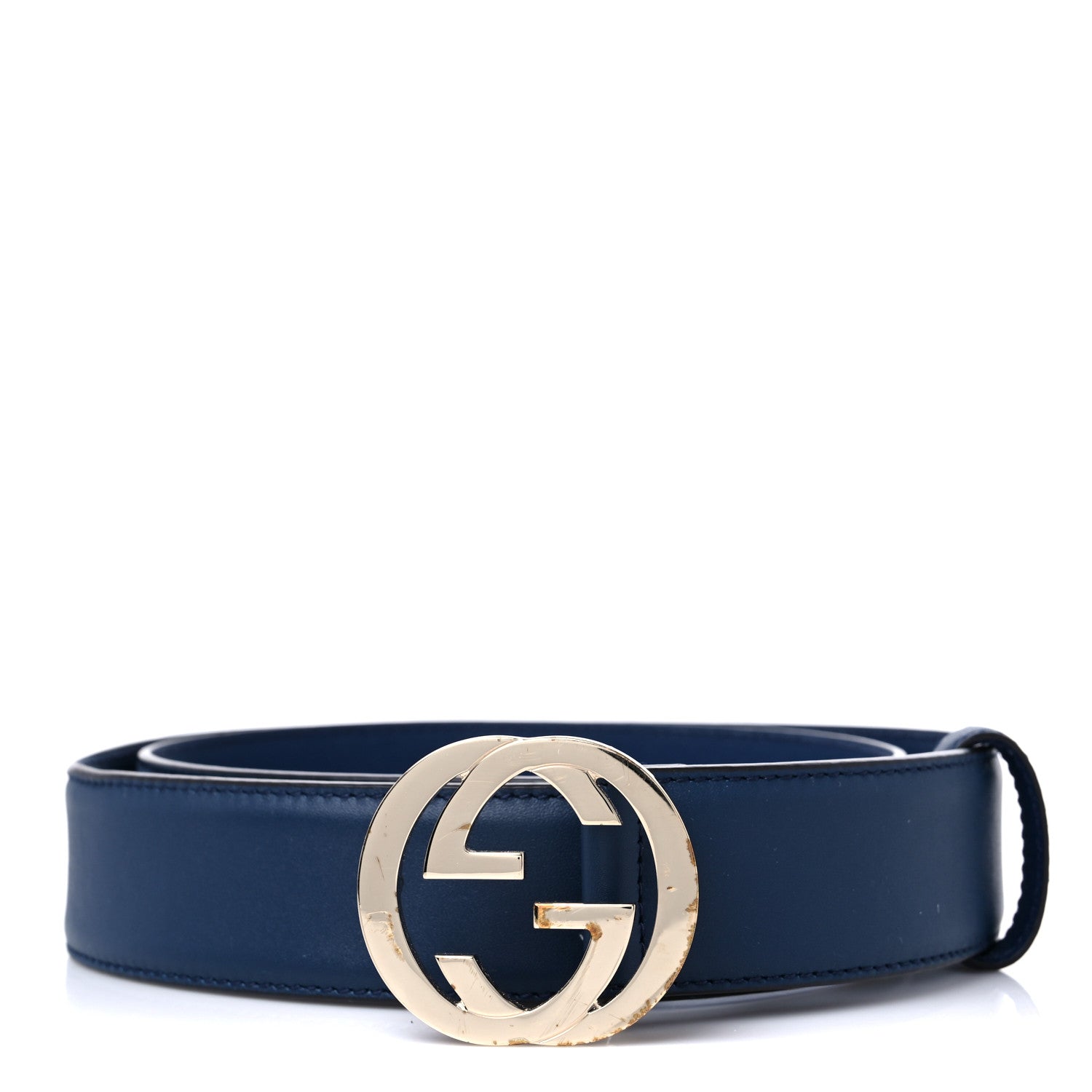 Gucci Moon Calfskin Interlocking G 37mm Belt 85 34 Cobalt Blue 1 of 8