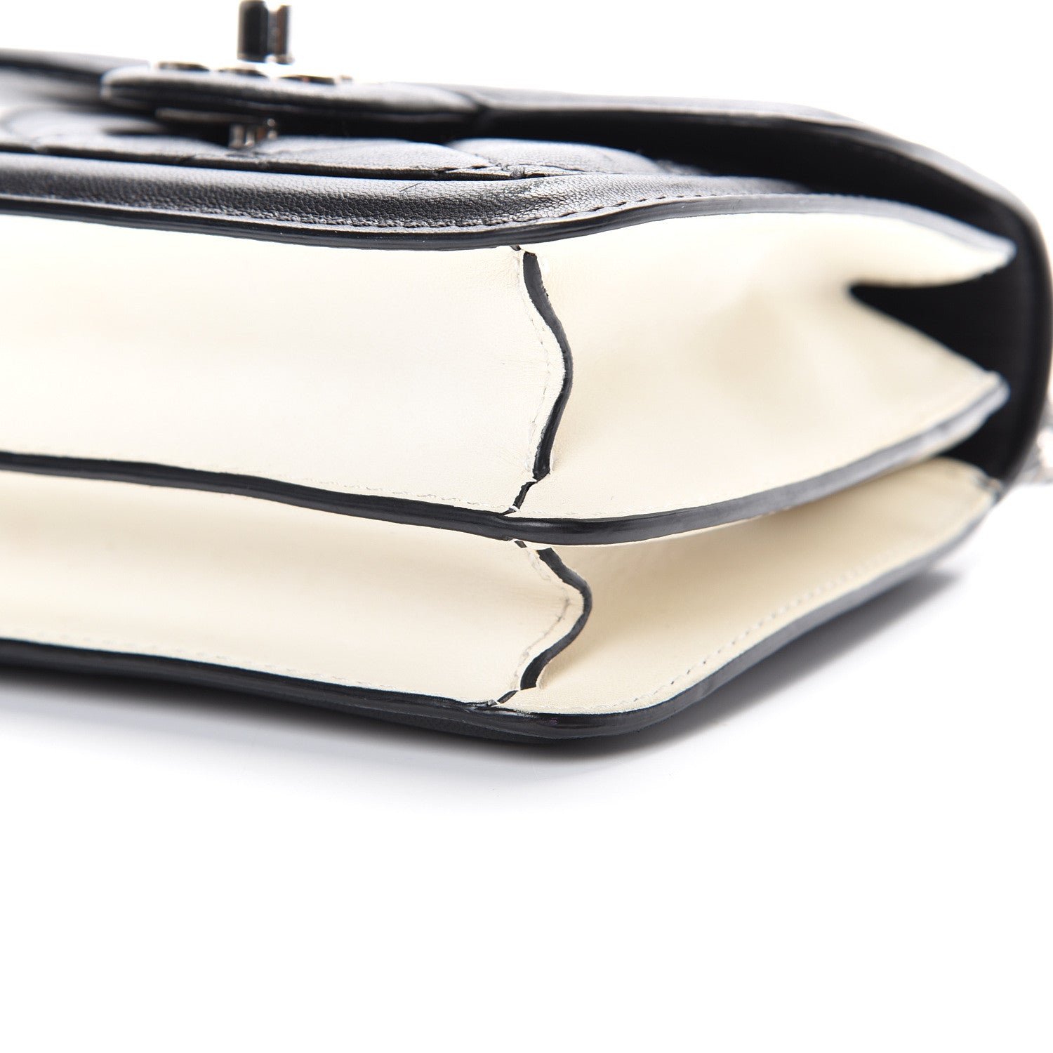 Chanel Lambskin Quilted Mini Graphic Flap Bag Black White 9 of 9