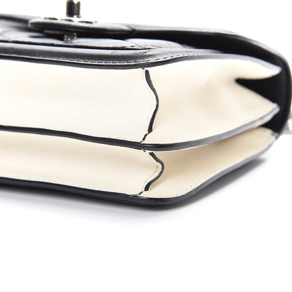 Chanel Lambskin Quilted Mini Graphic Flap Bag Black White 9 of 9
