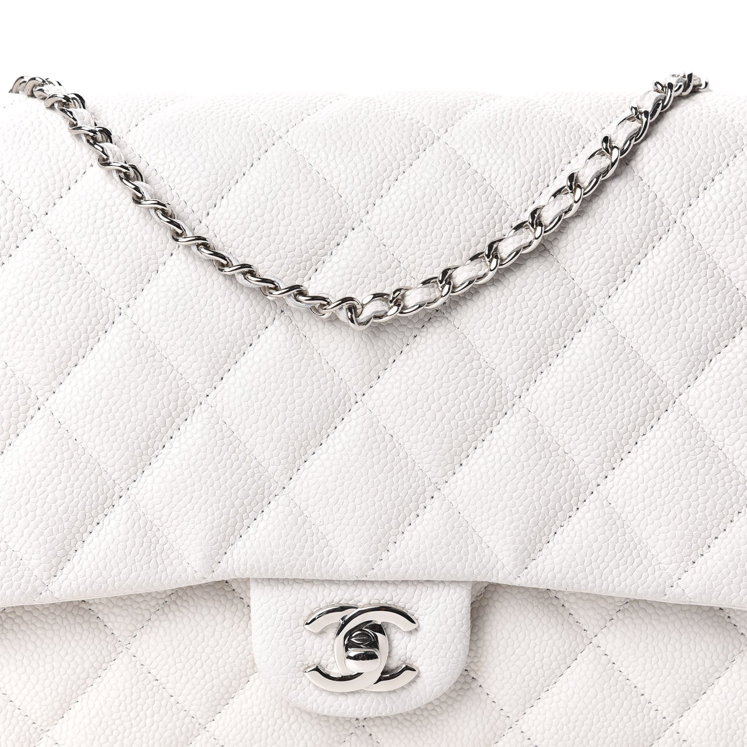 Chanel Caviar Quilted Clutch With Chain Flap White 10 of 11