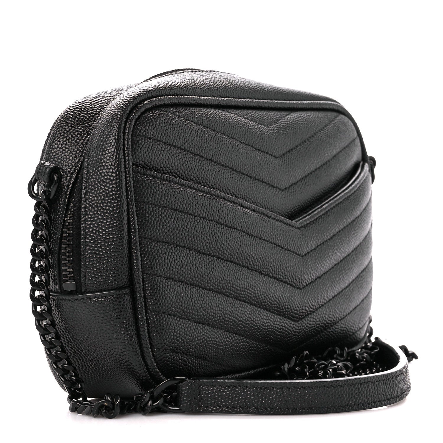 Saint Laurent Grain De Poudre Matelasse Monochrome Monogram Mini Lou Camera Bag Black 3 of 10