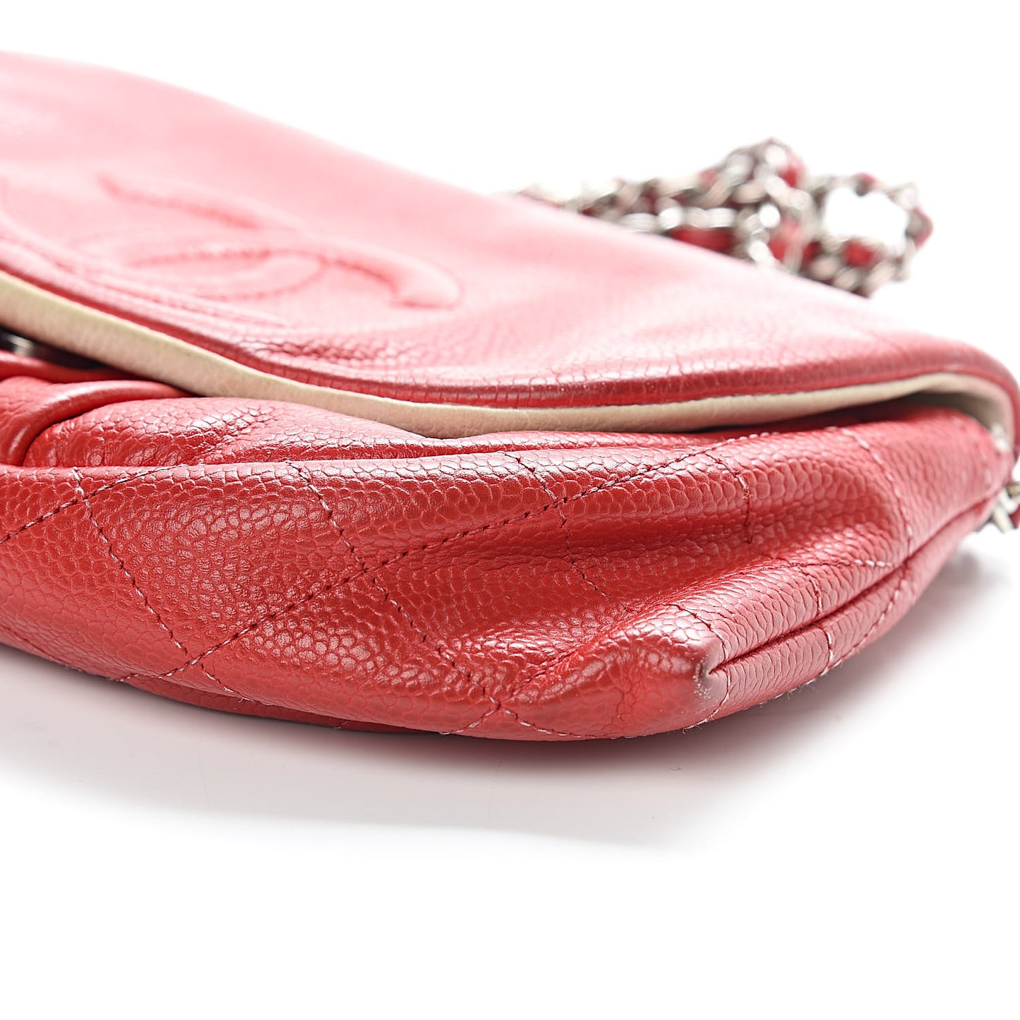 Lambskin Half Moon Wallet On Chain WOC Red