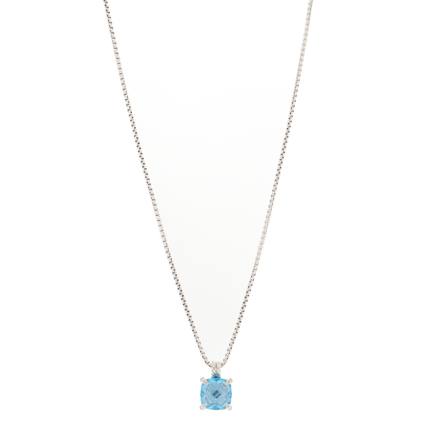 David Yurman Sterling Silver Diamond Blue Topaz 11mm Chatelaine Pendant Necklace 1 of 4