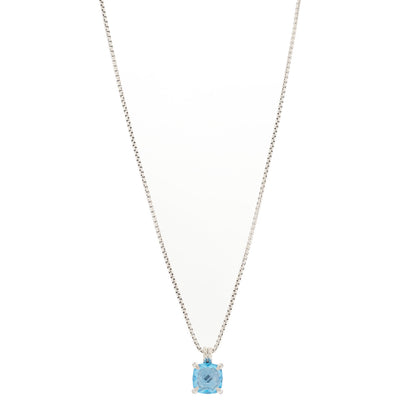 David Yurman Sterling Silver Diamond Blue Topaz 11mm Chatelaine Pendant Necklace 1 of 4