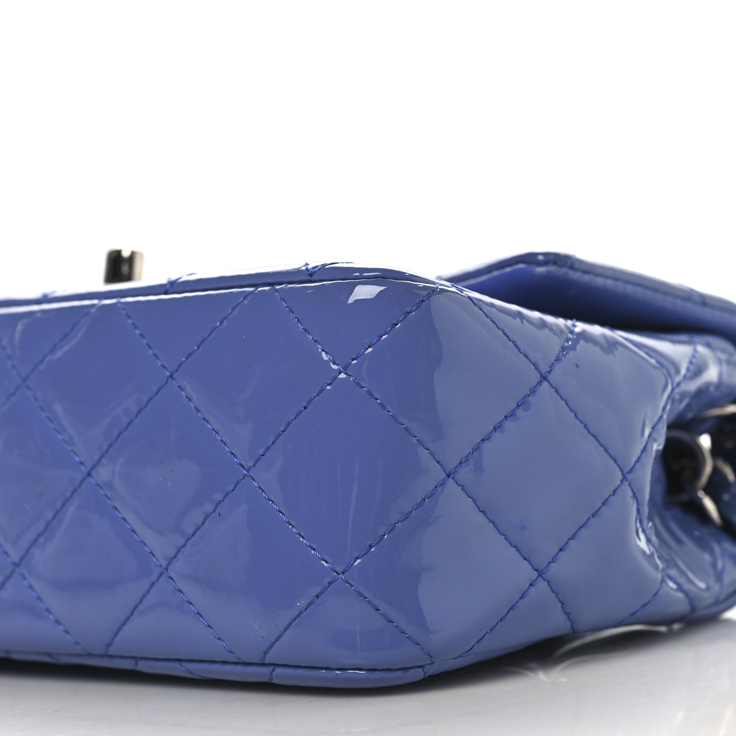 Chanel Patent Calfskin Quilted Mini Rectangular Flap Blue 10 of 13