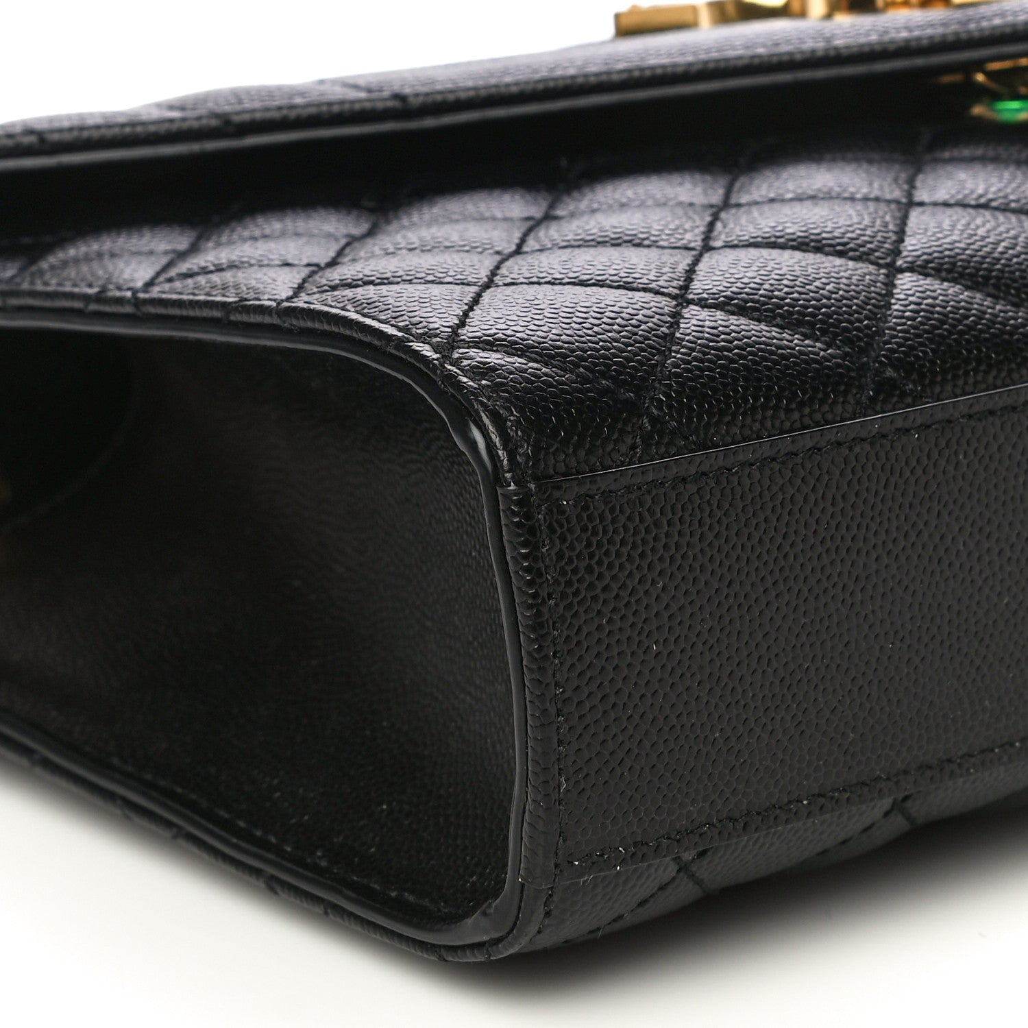 Saint Laurent Grain De Poudre Textured Mixed Matelasse Triquilt Medium Monogram Satchel Black 9 of 12