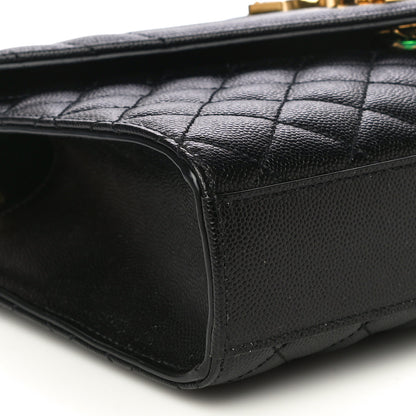 Saint Laurent Grain De Poudre Textured Mixed Matelasse Triquilt Medium Monogram Satchel Black 9 of 12